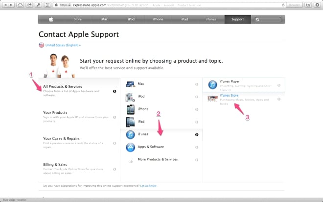 วิธีติดต่อ iTunes Support 1